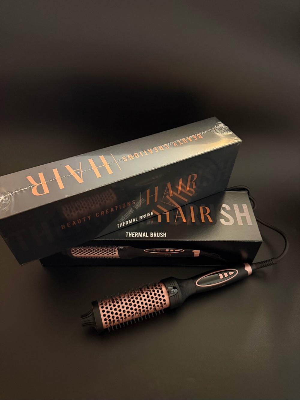 Beauty Creations Rose Gold & Black Thermal Hair Brush